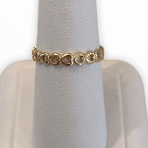 10K Heart Band 1 Row Ring Woman's Stackable Ring